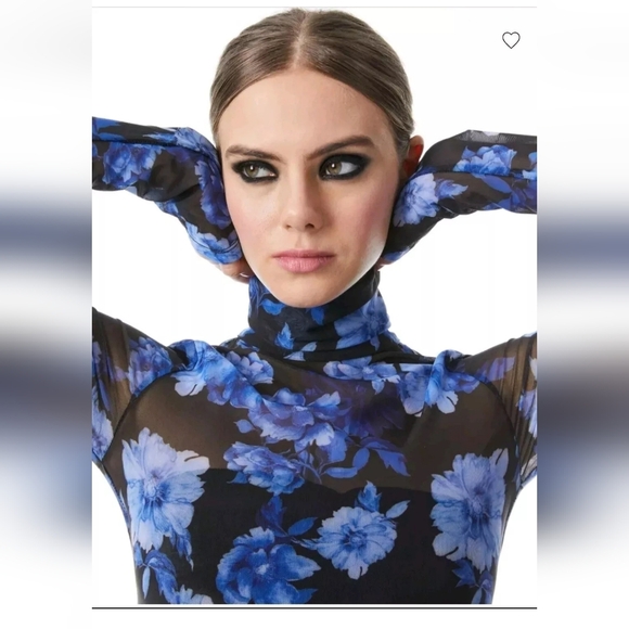Alice + Olivia DELAINA LONG SLEEVE TURTLENECK MESH TOP SIZE XL - Picture 15 of 16